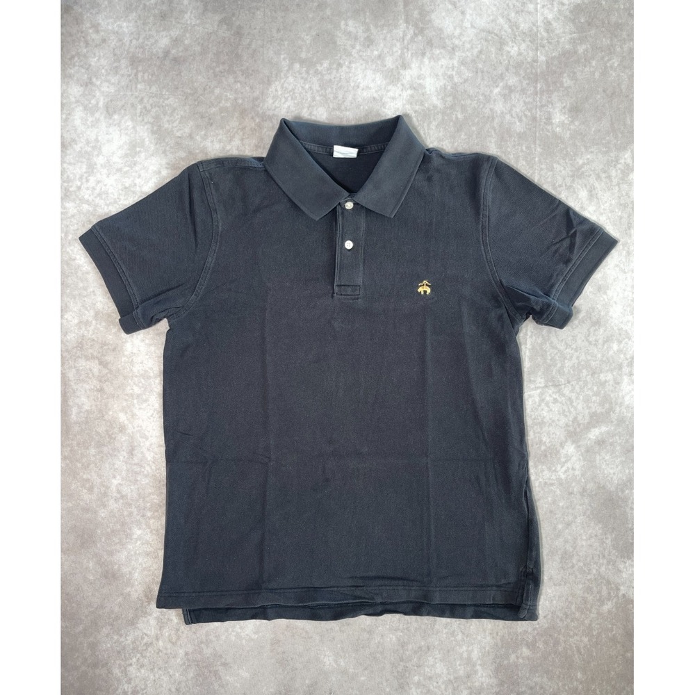 Brooks Brothers Polo Mens Large Black Short Sleeve Shirt Performance Slim Fit